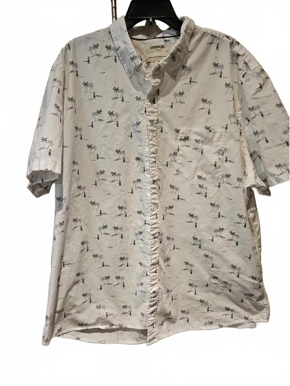 Goodthreads Men's Standard-Fit Short-Sleeve Printed Poplin pocket Shirt 3XL